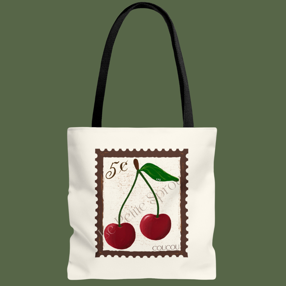 Cherry Stamp Tote Bag