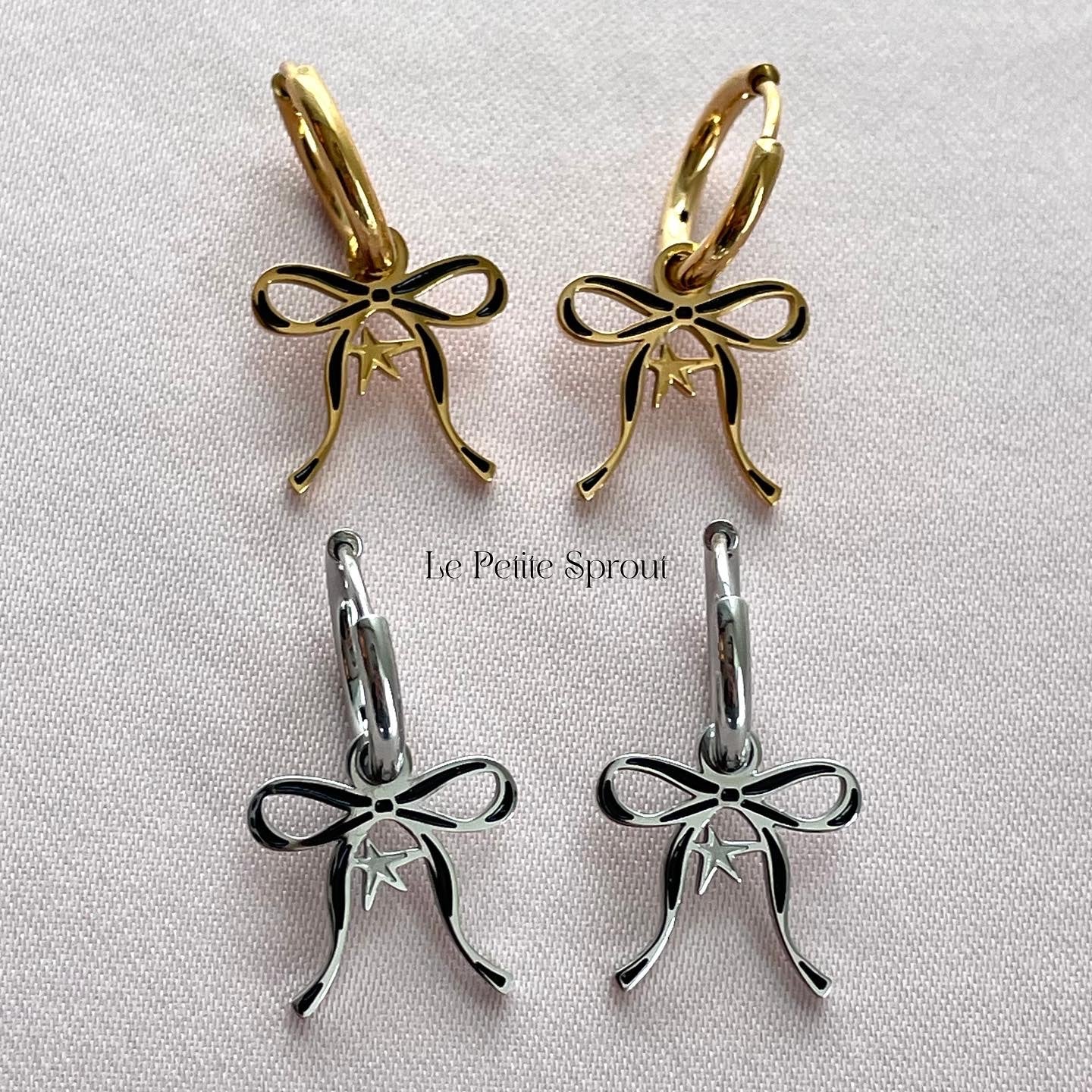 Starry Bow Double-Sided Earrings