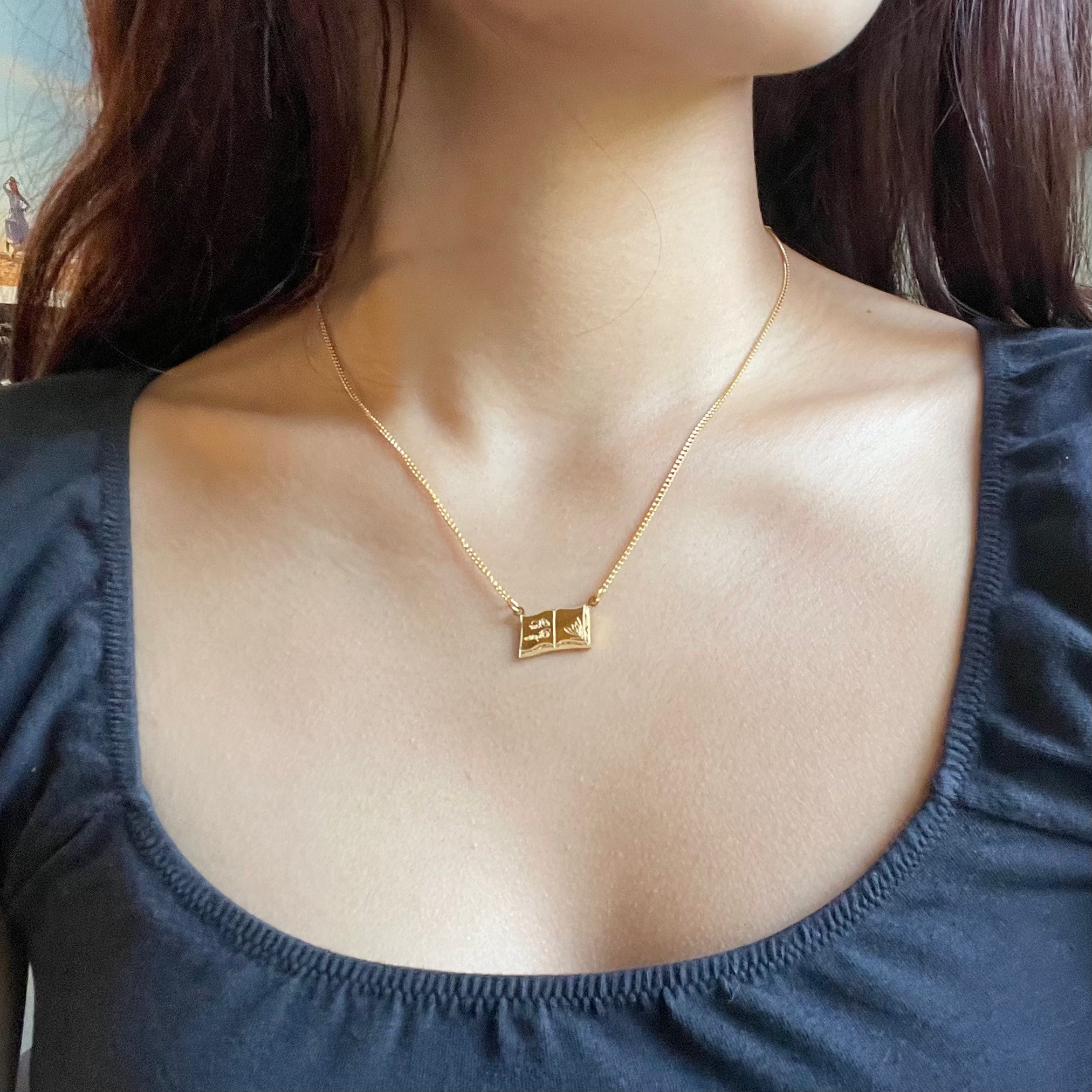 Flipping Through the Pages Dainty Book Necklace