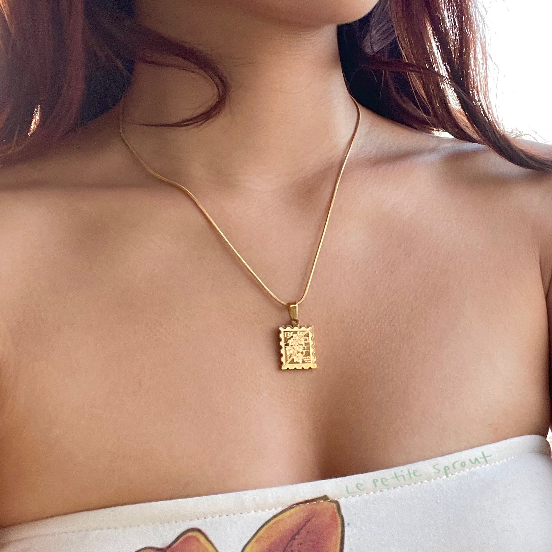 Ivy Stamp Double-Sided Enamel Necklace