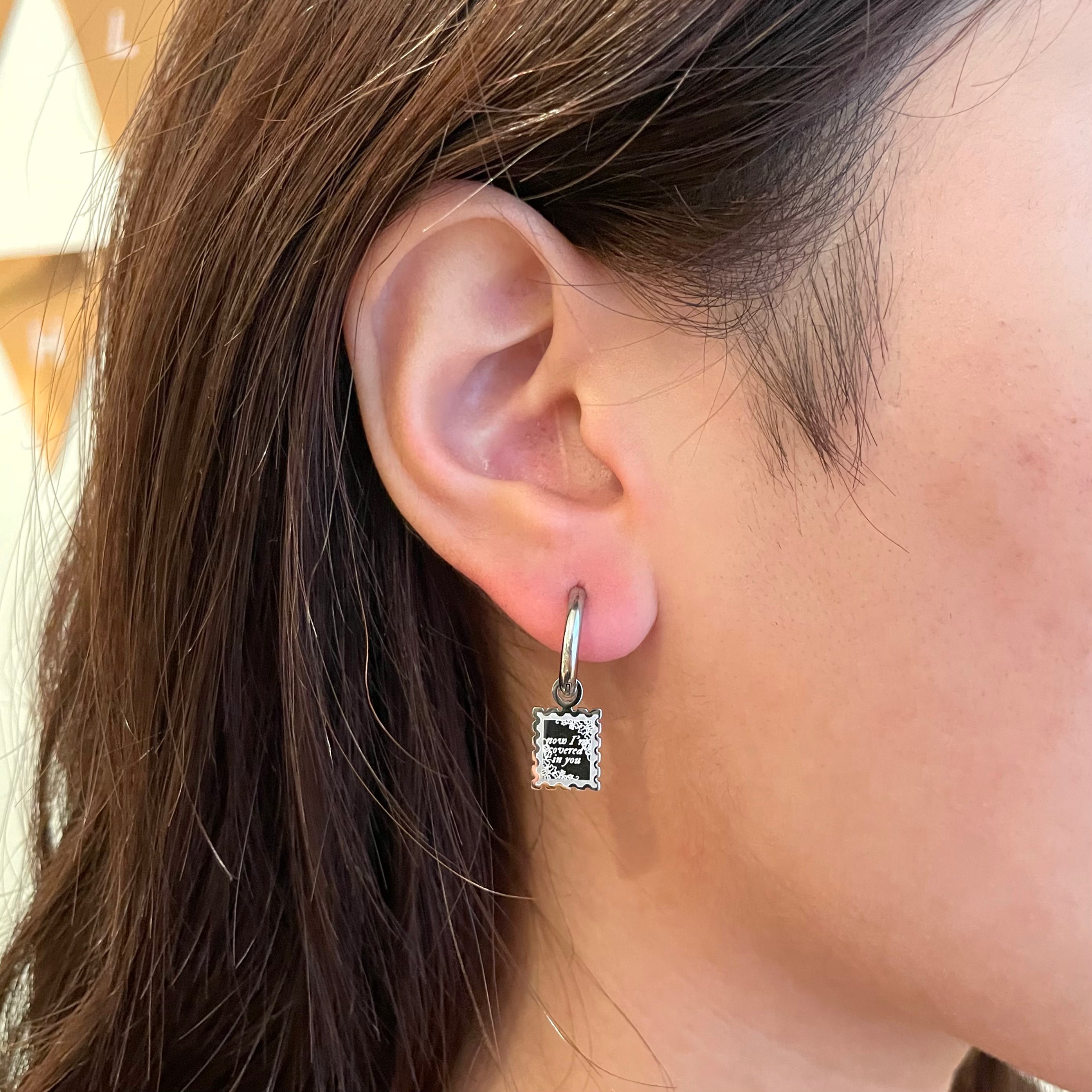 Ivy Stamp Dainty Double-Sided Mini Hoop Earrings