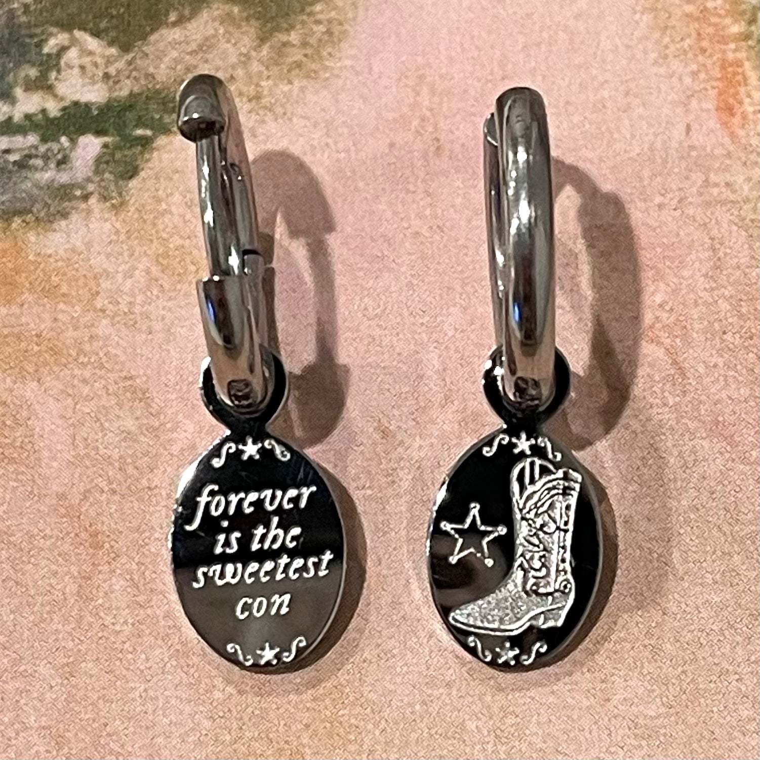 Forever Cowboy Dainty Double-Sided Mini Hoop Earrings