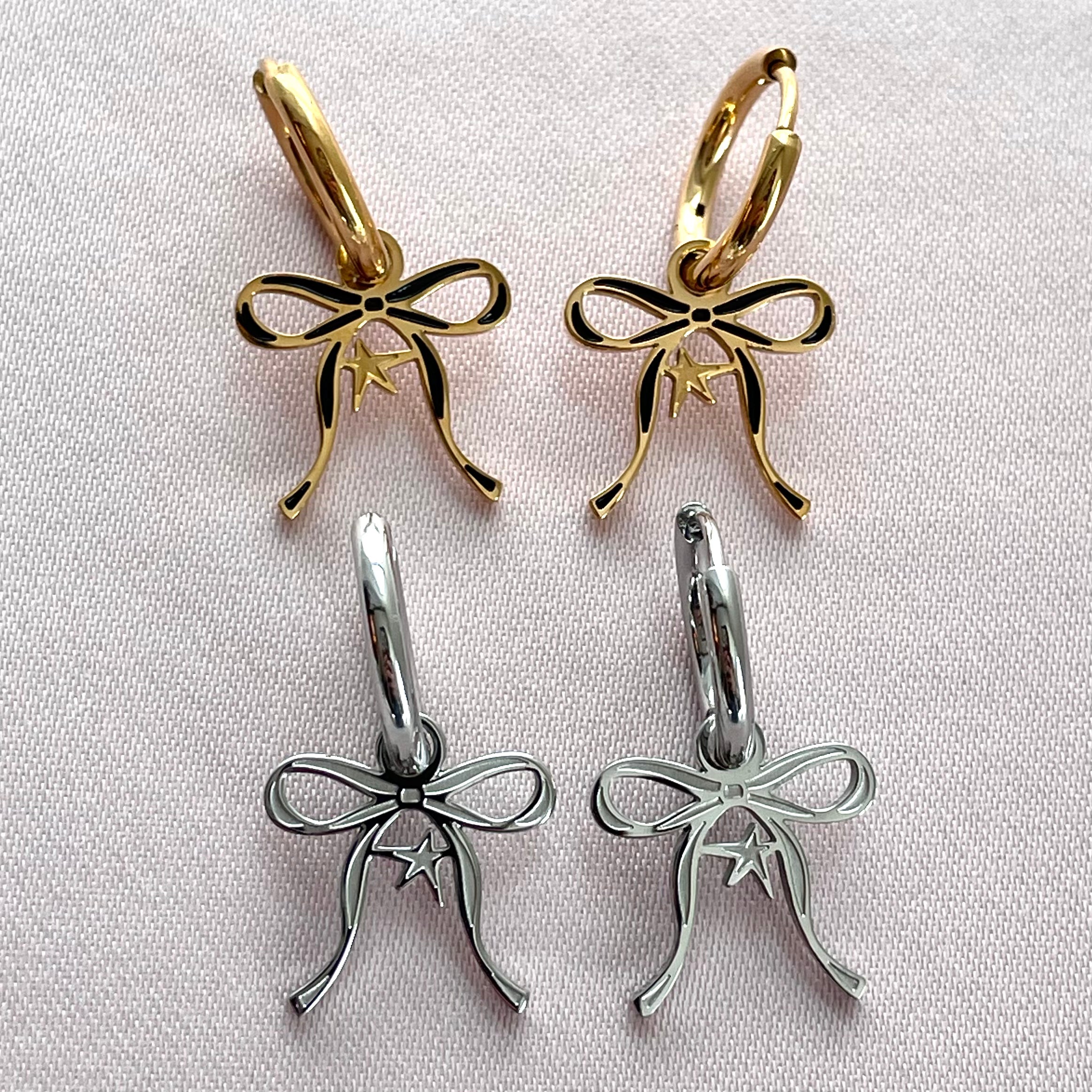 Starry Bow Double-Sided Earrings