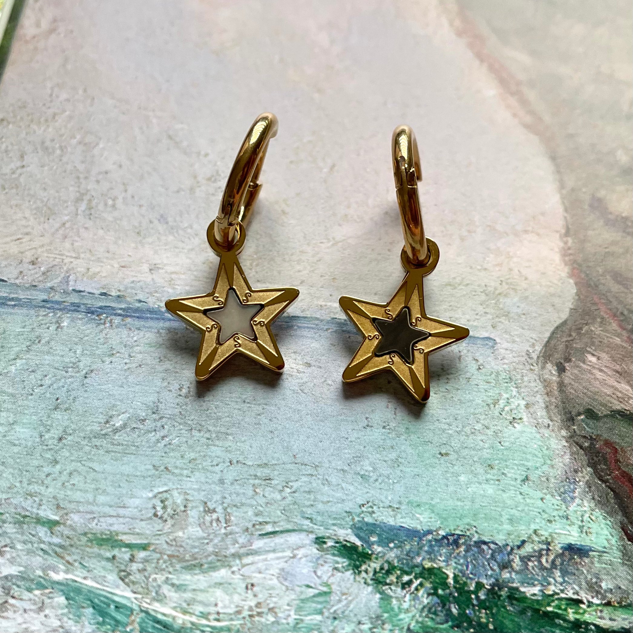 Stella Mini Hoop Light Shell Earrings