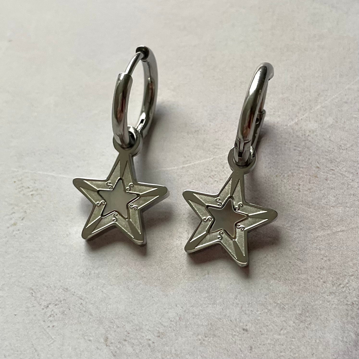 Stella Mini Hoop Light Shell Earrings