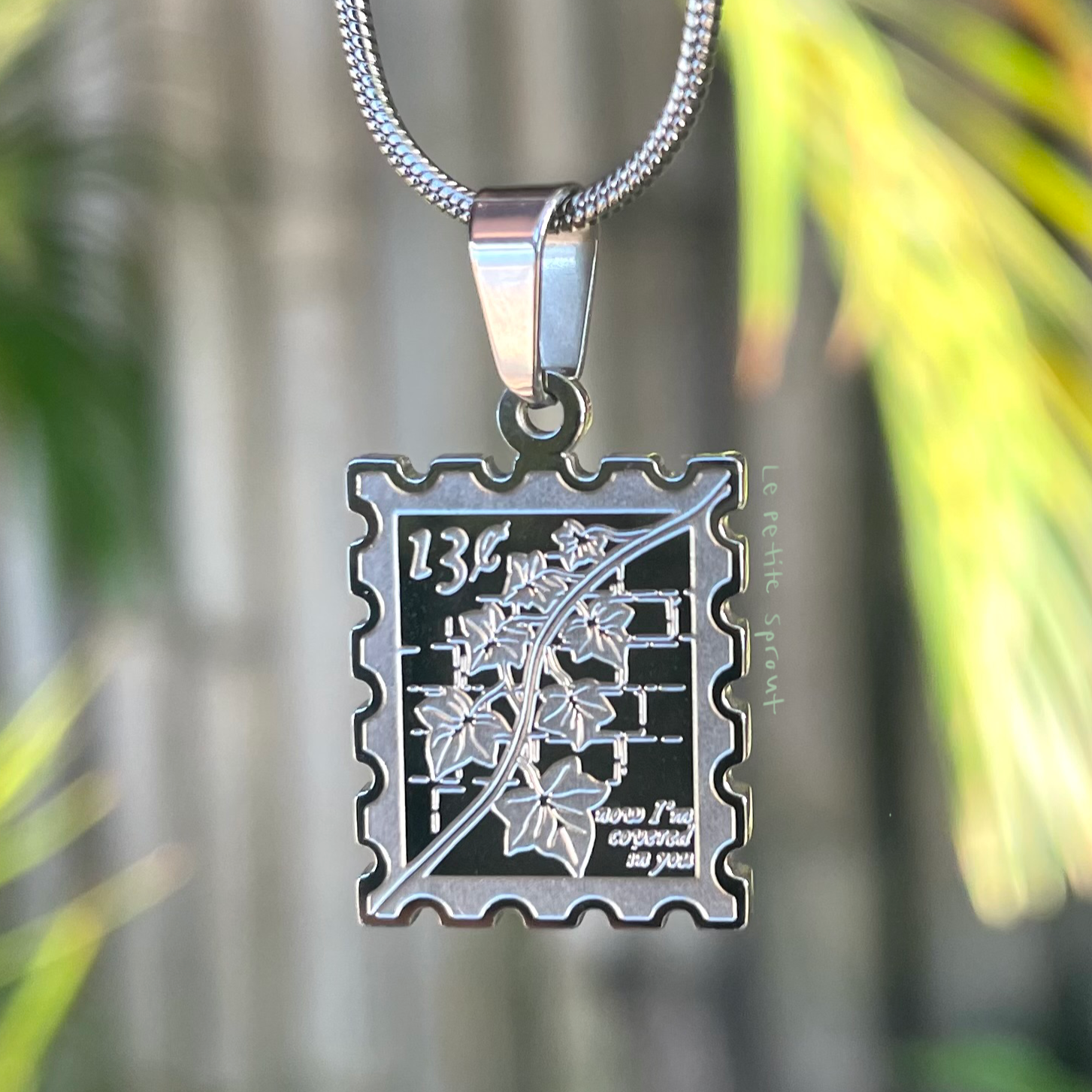 Ivy Stamp Double-Sided Enamel Necklace
