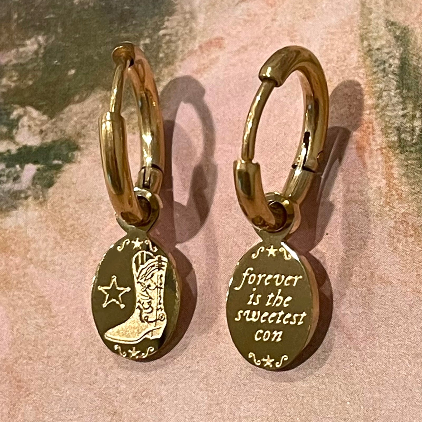 Forever Cowboy Dainty Double-Sided Mini Hoop Earrings