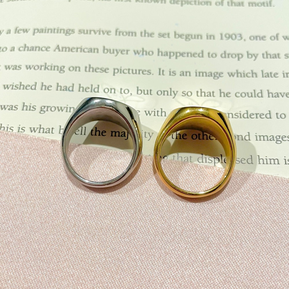Heart H. Signet Ring