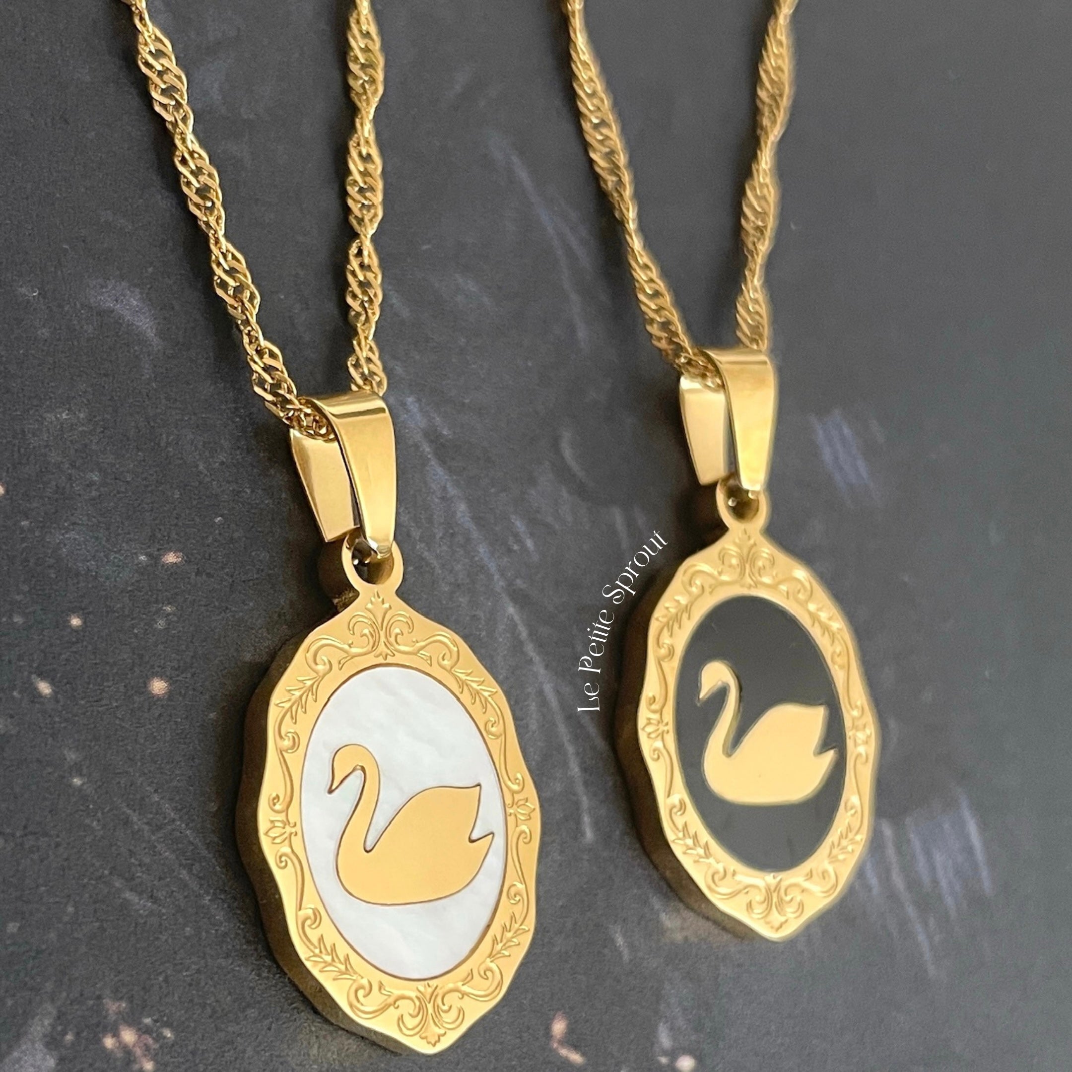 Swan Portrait Double-Sided Necklace