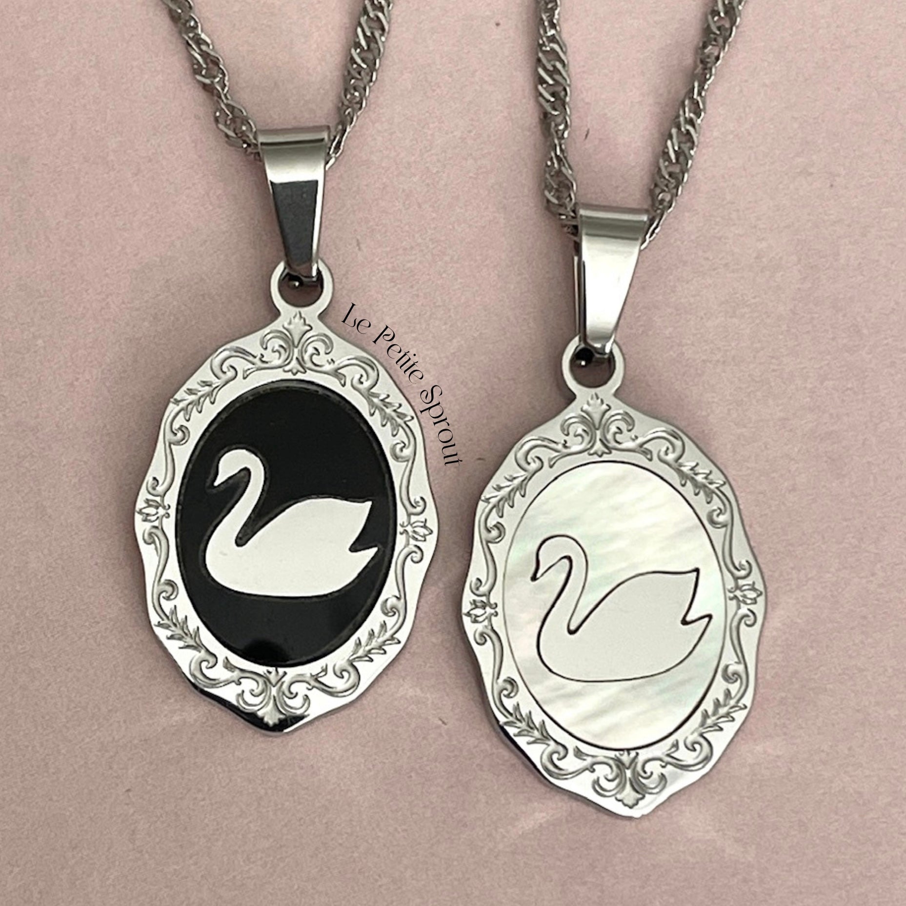 Swan Portrait Double-Sided Necklace