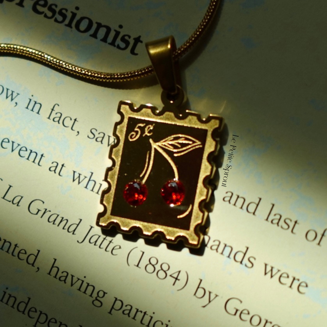 Cherry Stamp Double-Sided Crystal Necklace – Le Petite Sprout Cherry Stamp Double-Sided Crystal Necklace – Le Petite Sprout