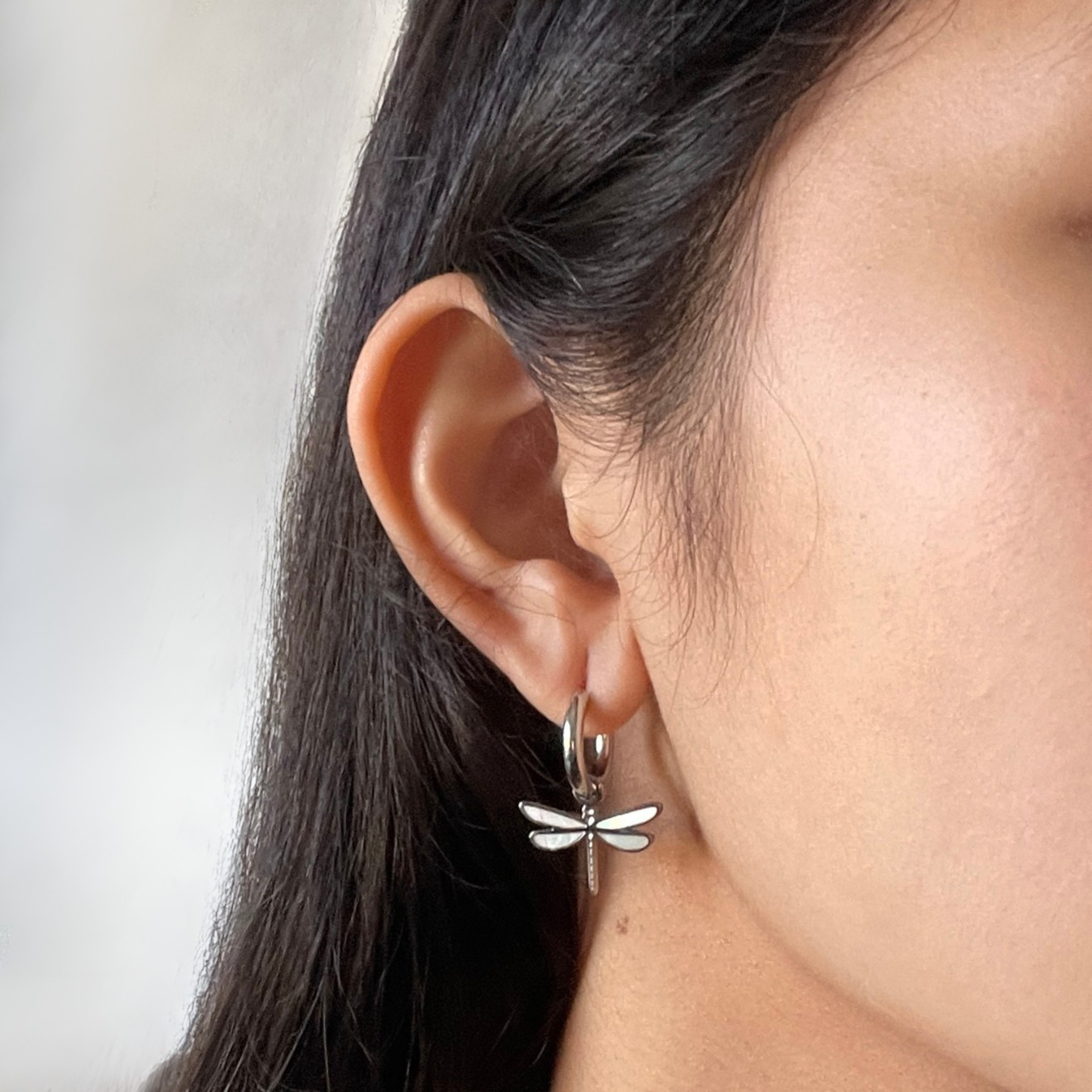 Dragonfly Double-Sided Mini Hoop Earrings
