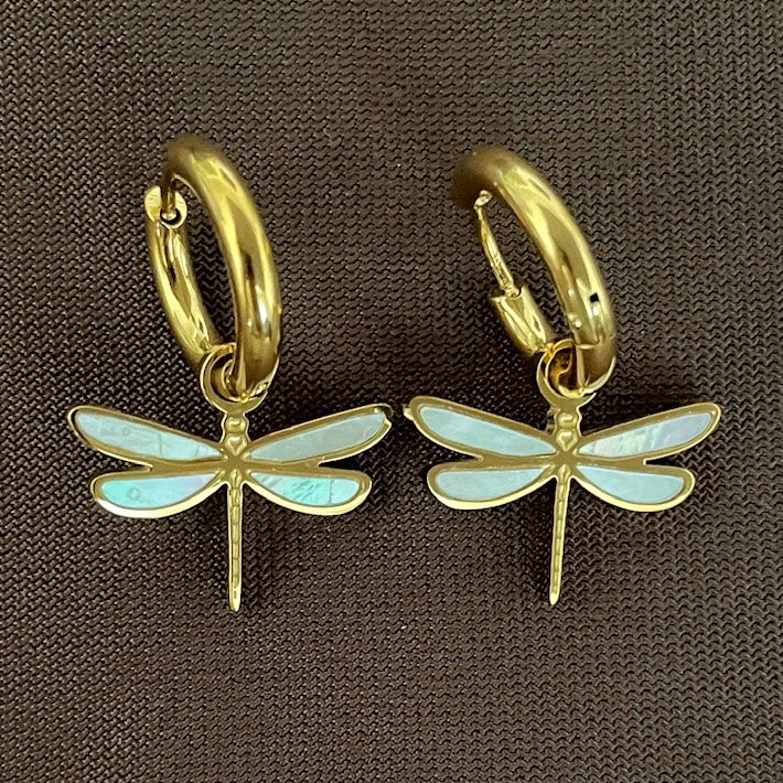 Dragonfly Double-Sided Mini Hoop Earrings