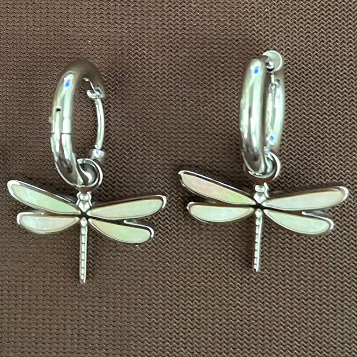 Dragonfly Double-Sided Mini Hoop Earrings
