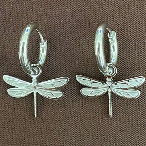 Dragonfly Double-Sided Mini Hoop Earrings
