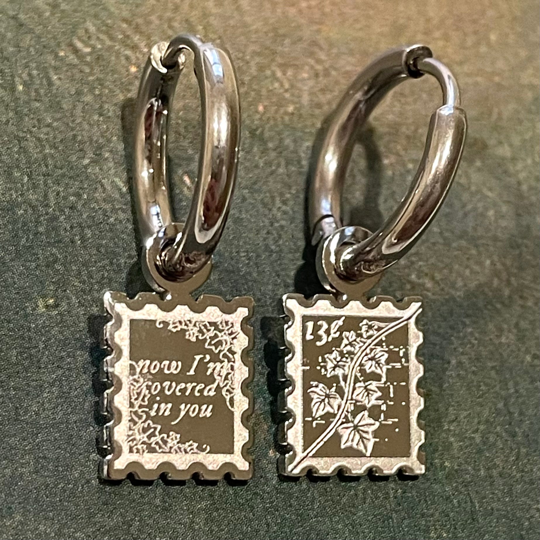 Ivy Stamp Dainty Double-Sided Mini Hoop Earrings