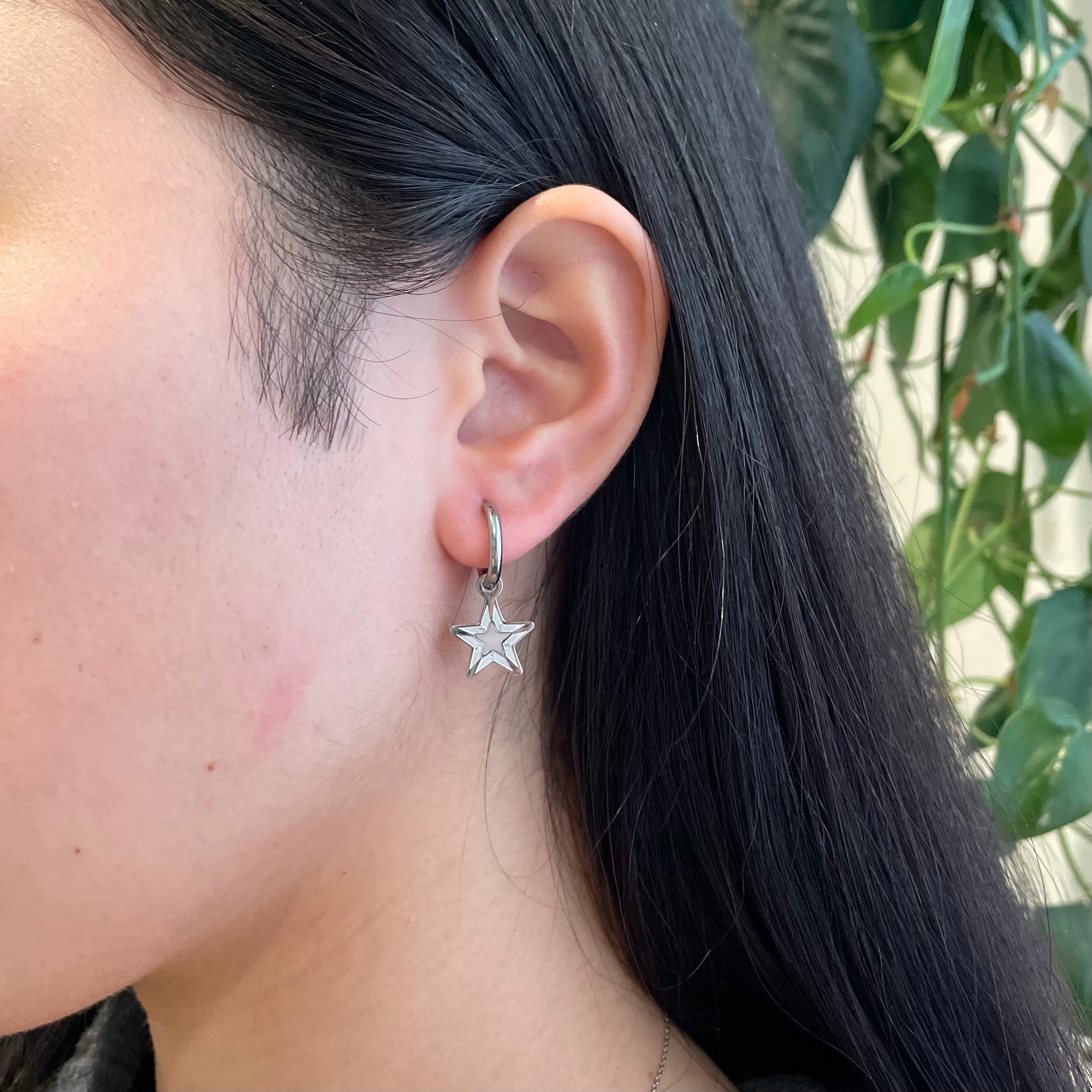 Mini hoop deals star earrings