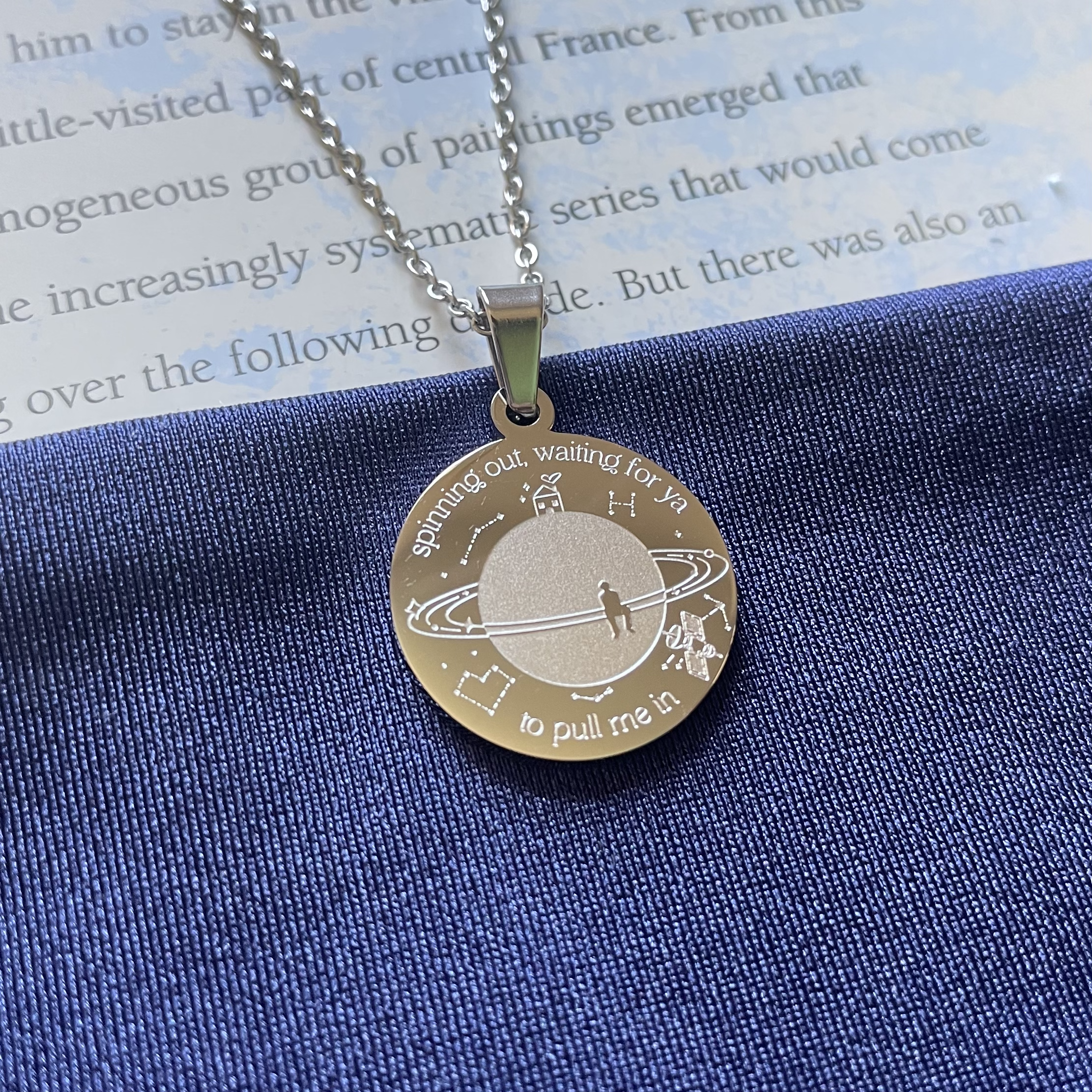 Shining for You Necklace Engraved Circle Chain Pendant Necklace 