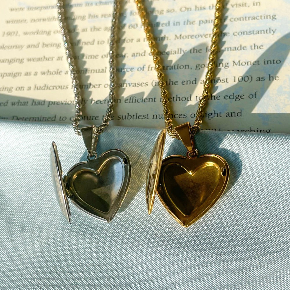 Buy Gold Heart Locket Necklace Big Small Medium Heart Locket Vintage Photo Locket  Necklace Stainless Steel Personalized Gift for Her Online in India - Etsy